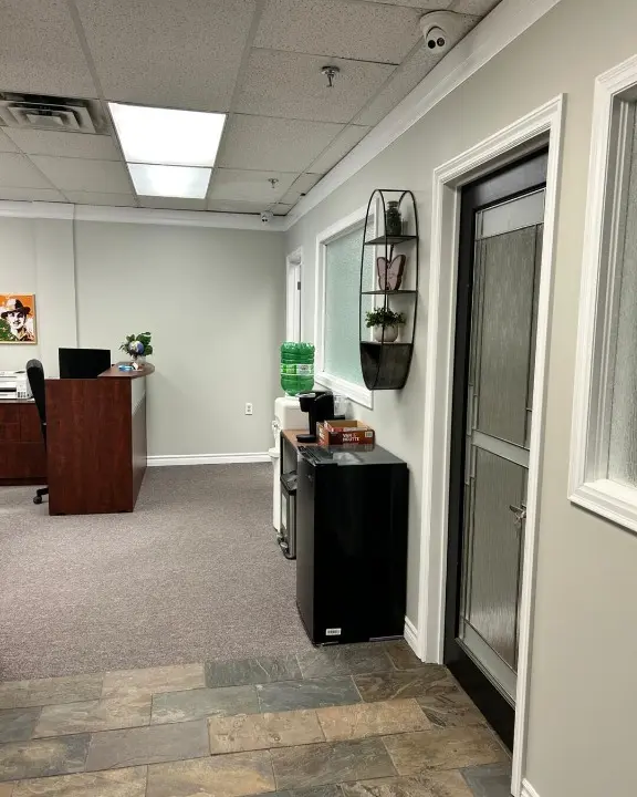 Open-plan office space for rent with cubicles at Airport Corporate Centre Mississauga